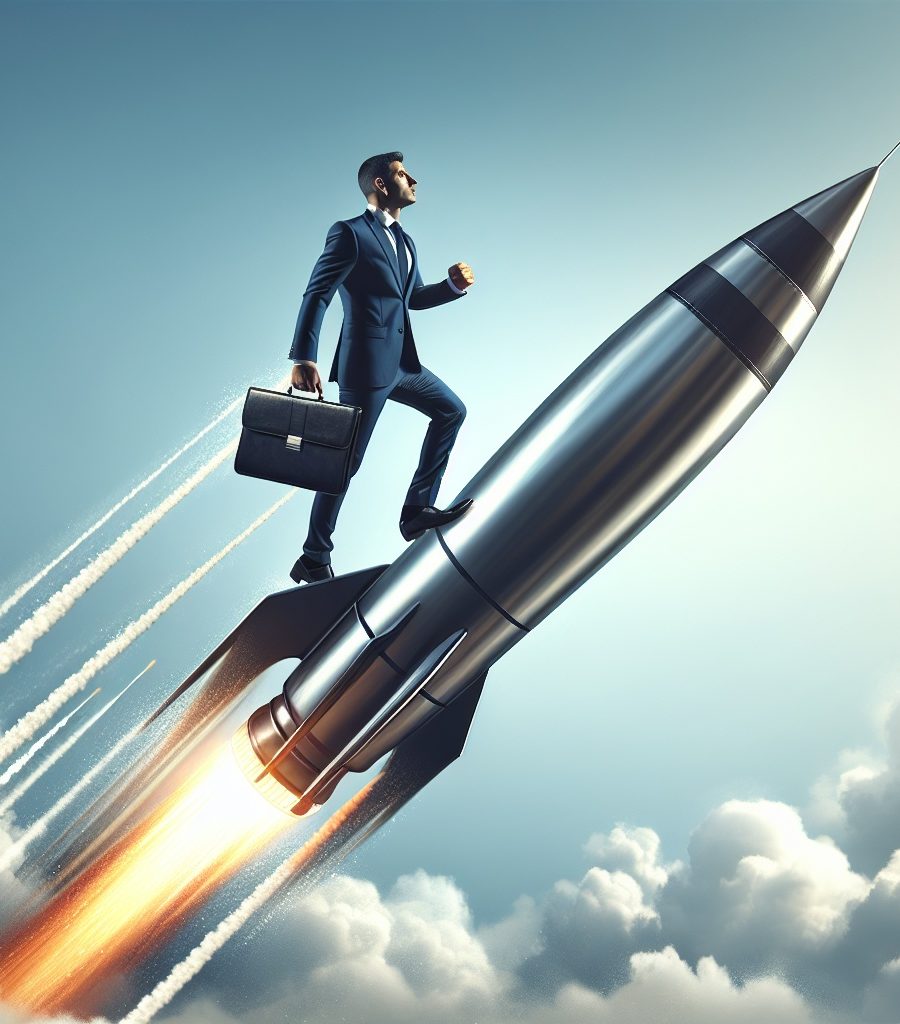 Business,Success,,A,Real,Businessman,Side,View,On,A,Rocket Business,Success,,A,Real,Businessman,Side,View,On,A,Rocket